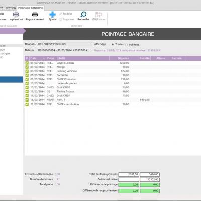 Pointage bancaire AIDAVOCAT Compta